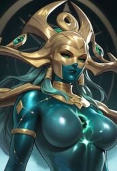 1girls ai_generated animated civitai colored_sclera cosmic_body cosmic_hair cosmic_skin dandon_fuga_style female female_focus female_only glowing goddess green_body green_eyes green_skin hela hela_(empress_of_the_cosmos) hela_(marvel_rivals) kirillai marvel marvel_comics marvel_rivals solo solo_female spiked_helmet tagme video video_game video_game_character video_games