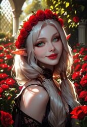 1girls ai_generated animated ass blue_eyes civitai curvy curvy_body curvy_female curvy_figure elf elf_ears elf_female elf_girl female female_focus female_only kirillai red_rose rose rose_(flower) solo solo_female solo_focus tagme thick_thighs video white_hair