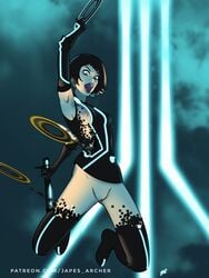 action_pose assisted_exposure disney exposed_breasts exposed_pussy female_only japes nipples no_panties no_pants pussy quorra solo_female thighhighs torn_clothes tron tron_legacy