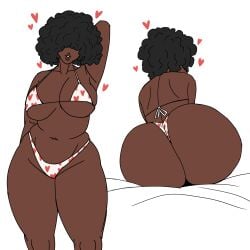 1female 1girl 1girls african african_female afro armpit armpits arms_up ass ass_focus big_ass big_belly big_boobs big_breasts big_butt big_thighs bikini bikini_bottom bikini_top black_hair breasts chubby chubby_female dark-skinned_female dark_hair dark_skin demon_dog female female_only heart heart_symbol hearts hearts_around_head huge_ass huge_breasts huge_butt huge_thighs simple_background sitting sitting_on_bed smile solo solo_female solo_focus standing thick thick_ass thick_hips thick_lips thick_thighs thighs wide_ass wide_hips wide_thighs