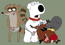 3_fingers 3_toes angry_beavers animal_genitalia animal_penis anus balls beaver blue_clothing blue_underwear bodily_fluids brian_griffin buckteeth canid canine canine_penis canis cartoon_network clothing cock_and_ball_torture collar crossover daggett daggett_beaver domestic_dog family_guy fingers genital_torture genitals grey_clothing grey_underwear group hi_res magzol male male_only mammal nickelodeon penis procyonid raccoon regular_show rigby_(regular_show) rodent smile tears tears_of_pain teeth the_angry_beavers toes tongue tongue_out underwear wedgie