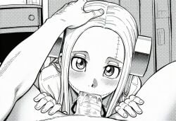 1boy 1girls ai_generated black_and_white blowjob bolts breasts clothed clothes clothing cum cum_in_mouth cumdrip deepthroat ejaculation fellatio female franken_fran hand_on_head hand_on_leg hand_on_thigh long_hair looking_at_viewer madaraki_fran male manga_style medium_breasts monster_girl oral paigen patchwork_skin penis pov scar shirt stitches zombie zombie_girl