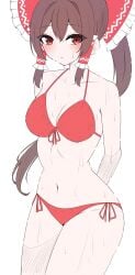 1girls bikini breasts long_hair mikan7f reimu_hakurei swimsuit tagme touhou