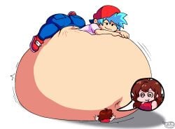 1boy 1boy1girl 1girls ass belly_expansion belly_inflation big_ass big_butt blue_hair boyfriend_(friday_night_funkin) butt fat_ass fat_butt female friday_night_funkin girlfriend_(friday_night_funkin) hat huge_ass huge_butt inflation male red_hair thick_ass thick_butt thickandtwisted white_background
