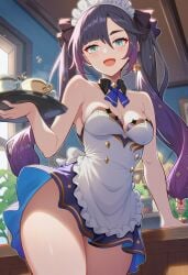 1girls 2026 ai_generated alternate_costume big_ass big_butt big_thighs blue_eyes blue_hair day dress exposed_ass exposed_legs exposed_shoulders female female_focus female_only genshin_impact happy holding_object hoyoverse long_hair lunealter maid_headdress maid_uniform mature_female mihoyo mona_(genshin_impact) multicolored_hair no_panties pale-skinned_female pale_skin partially_clothed sfw small_breasts smile standing thick_ass thick_butt thick_hips thick_legs thick_thighs twintails uncensored