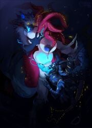 absurd_res anthro balls bodily_fluids breast_grab breast_lick breast_play breasts capcom cum cum_inflation cum_inside fellatio female flying_wyvern gargantuan_leviathan_(subnautica) genital_fluids genitals glowing glowing_cum glowing_eyes glowing_tongue group group_sex hand_on_breast hi_res inflation licking male male/female monster_hunter nargacuga nipples oral orgasm penetration penile scar sex threesome tongue trio underwater underwater_sex unusual_bodily_fluids unusual_cum unusual_genital_fluids vaginal vaginal_penetration vayhl'ayne_(vahlyance) water yelloastra