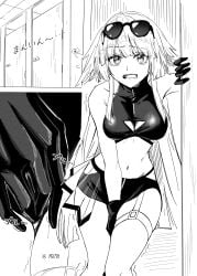 1girl absurdres arknights breasts eyewear_on_head gloves highres indoors kyoro_(kyoroillust) long_hair medium_breasts multiple_views open_mouth poncirus_(arknights) poncirus_(to_rest_in_night_breezes)_(arknights) sunglasses translation_request trembling very_long_hair