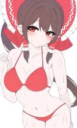 1girls bikini breasts long_hair mikan7f reimu_hakurei swimsuit tagme touhou