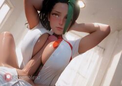 ai_assisted ai_generated animated blush boobjob breast_squeeze breasts collarbone dreamblend erection female large_breasts large_cock lips looking_at_viewer nemona_(pokemon) nintendo nipples paizuri penis pokemon pov solo solo_focus sound straight tagme uncensored video