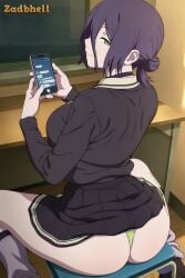 1girls ai_generated ass big_ass big_breasts breasts cameltoe chainsaw_man clothing curvy curvy_female curvy_figure female female_only green_eyes grin hair huge_ass huge_breasts light-skinned_female light_skin panties reze_(chainsaw_man) smile solo thong underwear voluptuous voluptuous_female zadbhell