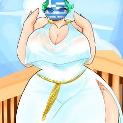 ancient_greece burnt_steak clothed country countryhuman countryhumans countryhumans_girl greece greece_(countryhumans) non-human thighs thighs_bigger_than_head