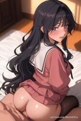 ai_generated anime arched_back ass ass_focus ass_up backshots bed bed_sheet bedroom bedroom_sex bent_over big_ass black_hair black_thighhighs blue_eyes blush butt_focus clothed deep_penetration doggy doggy_style doggystyle erection female female_clothed flat_belly glossy_skin grabbing grabbing_from_behind grabbing_hips hentai hetero indoors intimate kaoru_hana_wa_rin_to_saku kaoruko_waguri kneeling kneeling_on_bed kneeling_pose lifted_skirt long_hair looking_at_viewer looking_back maellepetite male medium_breasts muscular muscular_male nsfw oiled oiled_body oiled_skin open_mouth partial_nudity patreon_watermark penis penis_in_pussy petite petite_body petite_female pillow pink_dress pussy rear_entry sex sex_on_bed shiny_skin side_angle side_view sideboob skin_shine skinny skirt slim slim_waist soft_lighting spread_legs sweat thick_thighs thighhighs thighs thrusting uncensored vaginal_penetration veiny_penis waguri_kaoruko wet_skin