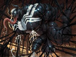 1boy abs ai_art ai_generated animal_ears anthro balls bara big_muscles bondage bound bovid bovine bull cattle cum fur furry gay goo goonerism hooves horn horns lactation legs_up long_tongue male_lactation marvel marvel_rivals minotaur muscular muscular_male nipple nose_ring open_mouth patreon pecs penis restrained self_upload sharp_teeth slime slime_(substance) slime_in_penis slime_on_balls solo sticky suspension symbiote tail tentacle tongue urethral_insertion urethral_penetration veiny_penis venom venom_(marvel) venom_(marvel_rivals) watermark white_hair yaoi