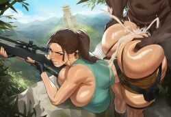 1female 1girls 2d 2d_(artwork) ai ai_art ai_assisted ai_generated ass biceps big_ass big_breasts big_butt big_thighs biped bolt_on_tits breast_implants breasts brown_body brown_eyes brown_hair enhanced_breasts fake_breasts female female_focus hourglass_figure huge_ass huge_breasts huge_butt human humanoid lara_croft large_ass large_breasts light-skinned_female light_skin lovelandsai male ponytail silicone silicone_implants stable_diffusion straight thick_thighs thighhighs thighs tomb_raider voluptuous voluptuous_female