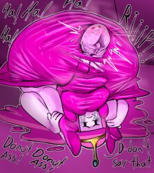 adventure_time ass ass_focus crying dialogue donut_anus exposed_anus humiliation princess_bubblegum public_humiliation ripped_clothing ripped_dress runny_makeup worms_heads