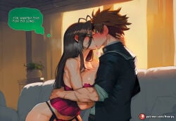 1boy 1girls abs ai_generated antenna_hair aroused aroused_face athletic athletic_female big_ass big_breasts big_butt big_thighs black_hair blush bra breasts breath brown_hair caption comic comic_page comics couch curvy curvy_body curvy_female curvy_figure cute cute_face english english_text female french_kiss french_kissing green_eyes hasegawa_chisato hoorpy hourglass_figure hug indoors kiss kissing lingerie long_hair male muscles muscular panties patreon patreon_logo patreon_username petite petite_body petite_breasts petite_female potted_plant romantic sexy sexy_body sexy_pose shinmai_maou_no_testament speech_bubble story student student_and_teacher student_fucking_teacher teacher teacher/student teacher_and_student teacher_female text thick_thighs thighs toned tongue toujou_basara underwear voluptuous voluptuous_female