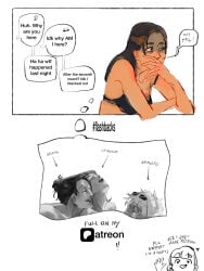 1girl 2boys confused dialogue drunk_sex english_text female flashback implied_sex jujutsu_kaisen male male/female/male morning_after post-nut_clarity satoru_gojo shoko_ieiri smoking suguru_geto threesome waking_up