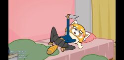 aggressive_retsuko aggretsuko blushing canaryprimary masturbating masturbation netflix retsuko scarf vaginal vaginal_masturbation vaginal_penetration