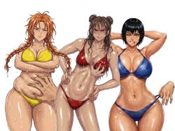 3girls ai_generated belly fat_ass ginger mommy muscular