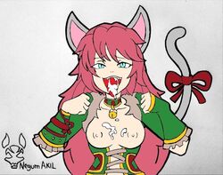 1girls breasts cat_ears cum cum_in_mouth cum_on_breasts female female_only maeve_(paladins) merrymaker_maeve paladins solo tagme tail wolfuregogo