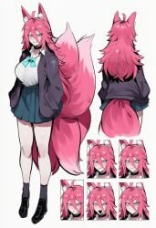 1girls ai_generated kitsune kortai novelai original_character reference_sheet tagme