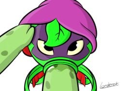 blowjob fellatio green_shadow_(pvz) lorderat oral oral_sex peashooter_(pvz) plain_background plant plants_vs_zombies plants_vs_zombies:_heroes sucking