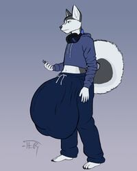 anthro bulge canid canine canis clothed clothing domestic_dog flaccid hi_res husky hyper hyper_bulge josiah_o'neill male_only mammal negativetheory nordic_sled_dog penis solo spitz