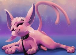 1boy 2019 4_toes animal_genitalia animal_penis bodily_fluids bow canine_penis claws collar eeveelution espeon eye_contact feline feral forehead_gem forked_tail fur furry furry_only genital_fluids girly gradient_background half-closed_eyes hi_res leash looking_at_viewer male male_only nintendo paws penis pokémon_(species) pokemon precum purple_body purple_eyes purple_fur quadruped simple_background solo tail toe_claws toes trigaroo video_games