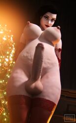 1futa 3d areolae balls bioshock bioshock_infinite breasts burial_at_sea christmas chubby dickgirl elizabeth_comstock erect_nipples futa_only futanari hgl0796 huge_breasts huge_cock looking_at_viewer nipples overweight overweight_futanari penis solo testicles thighhighs