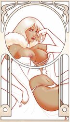 art_nouveau breasts breasts_out corset emma_frost exposed_breasts female_only japes marvel pinup solo suggestive thong white_queen x-men