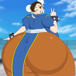 1girls anus big_ass big_breasts big_butt big_girl blush breasts brown_eyes brown_hair cameltoe chinese_clothes chubby chubby_female chun-li clothing_skin donut_anus fat_ass female female_only happy kabokondo90 looking_at_viewer morbidly_obese peace_sign pervert plump plump_ass plump_camel_toe plump_labia plump_vulva solo street_fighter street_fighter_iii street_fighter_iv street_fighter_v thick_ass thick_legs thick_lips thick_thighs thighs wide_hips