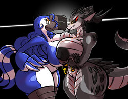 avian big_breasts bird black_sclera breasts chains dragon female nude pussy reina_(mutton_chop) sachasketchy scales squish toucan