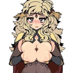 1boy 1girls aged_up animated areola areolae blonde_hair blush bouncing_breasts breast_squeeze breasts breasts_out embarrassed female fire_emblem fire_emblem_fates grey_eyes hand_on_breast large_areolae large_breasts male momiahair mp4 nintendo nipples no_sound ophelia ophelia_(fire_emblem) paizuri penis pixel_animation pixel_art shy straight video