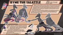 1boy 2019 5_fingers 5_toes animal_genitalia belt cloak clothing english_text fingers front_view genital_slit half-erect knife knot male model_sheet nintendo original_character penis pokémon_(species) pokemon pokemon_(species) pokemon_sm rear_view rule_63 salazzle slit solo standing text toes utility_belt video_games voidtails watermark weapon