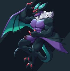 1boy 2019 2020 3_fingers abs anthro anthrofied bat biceps biped black_body black_scales dragon erection fingers humanoid humanoid_penis male male_only membrane_(anatomy) membranous_wings multicolored_body multicolored_scales muscular muscular_male nintendo nipples noivern nude open_mouth original_character pecs penis pokémon_(species) pokemon pokemon_(species) pokemon_xy purple_body purple_scales scales scalie signature solo testicles thick_thighs tongue two_tone_body two_tone_scales veins video_games voviat wings