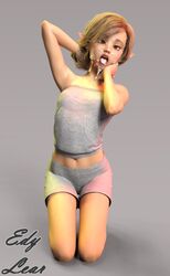 3d ahe_gao blonde_hair bukkake cum cum_on_face ears_visible_through_hair edylear elf female