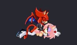 amy_rose anal anal_sex animated anthro breasts cum cum_inside eyelashes eyeshadow female from_behind furry gloves hedgehog incubus_(project_x) inflation laying_down leggings legwear nipples nurse pixel_art project_x_love_potion_disaster sega sex sonic_(series) stockings straight zeta_r-02