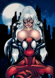 1boy 1boy1girl 1girls background big_breasts black_cat_(marvel) breasts bust busty city cleavage closed_eyes couple couple_(romantic) couple_love couples domino_mask ed_benes_studio felicia_hardy female fred_benes fur fur_trim gwenaelle_daligault huge_breasts human large_breasts lips lovers marvel marvel_comics mask moon peter_parker romantic romantic_couple sky skyscraper spider-man spider-man_(series) stars straight_hair superhero superheroine surprised thief tight_clothes tight_clothing voluptuous white_gloves white_hair wide_eyed