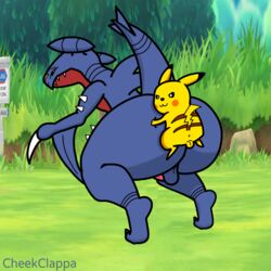 2boys 3d_background anal ass big_ass cheekclappa furry garchomp gay imobi implied_sex larger_male naked nintendo pikachu pokemon pokemon_(species) pokemon_dppt pokemon_rgby saucekay size_difference small_dom_big_sub smaller_male source_request text thick_thighs watermark wide_hips