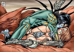 armor black_hair breasts brown_hair closed_eyes deep_penetration face_to_face glowing glowing_eyes hand_on_pussy image_comics insertion jackie_estacado leandro_comics leg_lift leg_up legs legs_apart legs_held_open looking_at_partner lying lying_down lying_on_back lying_on_person missionary missionary_position muscular muscular_male on_back outdoor outdoor_sex outdoors penetration sara_pezzini sex spread_legs spreading the_darkness top_cow vaginal_insertion vaginal_penetration vaginal_sex witchblade