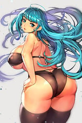 1girls ass big_ass big_breasts breasts female female_only gurimjang large_breasts looking_at_viewer looking_back panties solo thick_thighs thighhighs