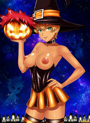 big_breasts blonde_hair dark_skin jack-o'-lantern mito_ikumi shokugeki_no_souma tenzen