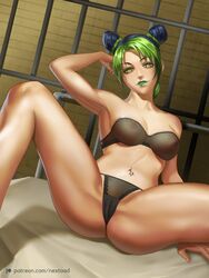 1girls armpits bra breasts female female_only jojo's_bizarre_adventure jolyne_kujo nextoad panties sexy_armpits solo stone_ocean toned toned_female underwear