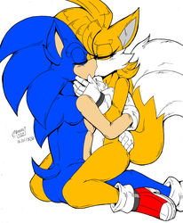 blackflash09 exposed_torso female footwear genderswap handwear holding kissing male male/female male_penetrating mostly_nude passionate riding riding_penis sonic_(series) sonic_the_hedgehog straight tails tailsko