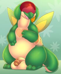 1boy anthro apple appletun big_balls camychan chubby dragon foreskin humanoid_penis male male_only nintendo overweight overweight_male penis plant pokémon_(species) pokemon pokemon_ss semi-anthro solo testicles thick_thighs uncut video_games wide_hips