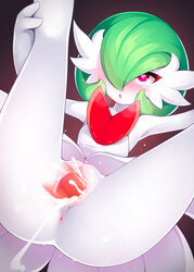 1boy 1girls anthro anus blush cum cum_in_pussy cum_inside cute erection female flat_chest gardevoir hair_over_one_eye heart-shaped_pupils holding_legs kerasu legs_up male mega_evolution mega_gardevoir no_breasts penetration penis pokémon_(species) pokemon pokemon_(species) pov pussy ricegnat sex vaginal_penetration