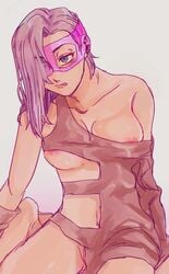 breasts eye_patch hakko_baby headband jojo's_bizarre_adventure melone purple_hair rule_63 showing_off vento_aureo