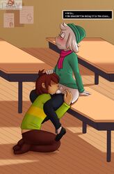 anthro blowjob deltarune fellatio filler_shmazman kris_(deltarune) ralsei school