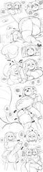 2futas anthro ball_smother ball_sniffing balls balls_in_panties breasts bulge cleavage comic dickgirl furry futa_on_futa futa_only futanari getting_erect huge_balls huge_breasts huge_cock huge_testicles minosuke_mino panties penis smothering sniffing speech_bubble testicles text thehelmetguy