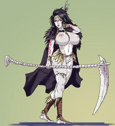 areolae barefoot big_breasts black_hair breasts busty character_request female female_focus female_only full_body goblin_slayer hourglass_figure kupocun large_breasts long_hair navel nipples pale-skinned_female pale_skin pussy shaved_pussy solo vagina wide_hips